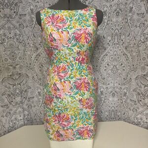 Lilly Pulitzer Mila Shift Dress Little Lilet Silk Blend Pink Lime Size 0